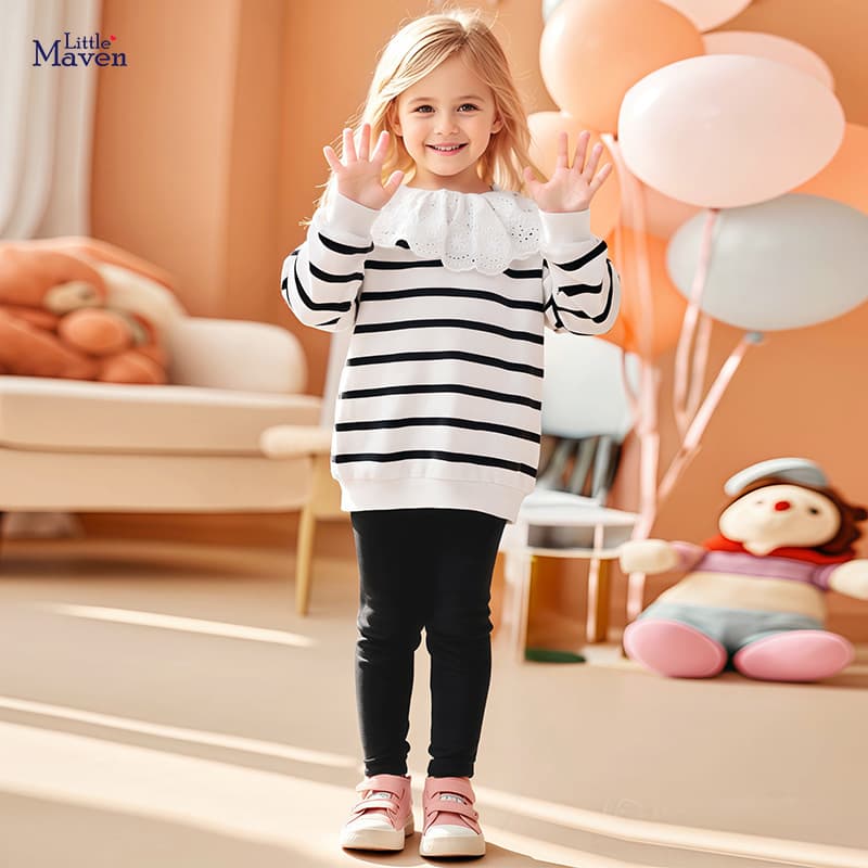 Little maven European and American style new children's clothing wholesale autumn girls' suits striped long-sleeved children's suits