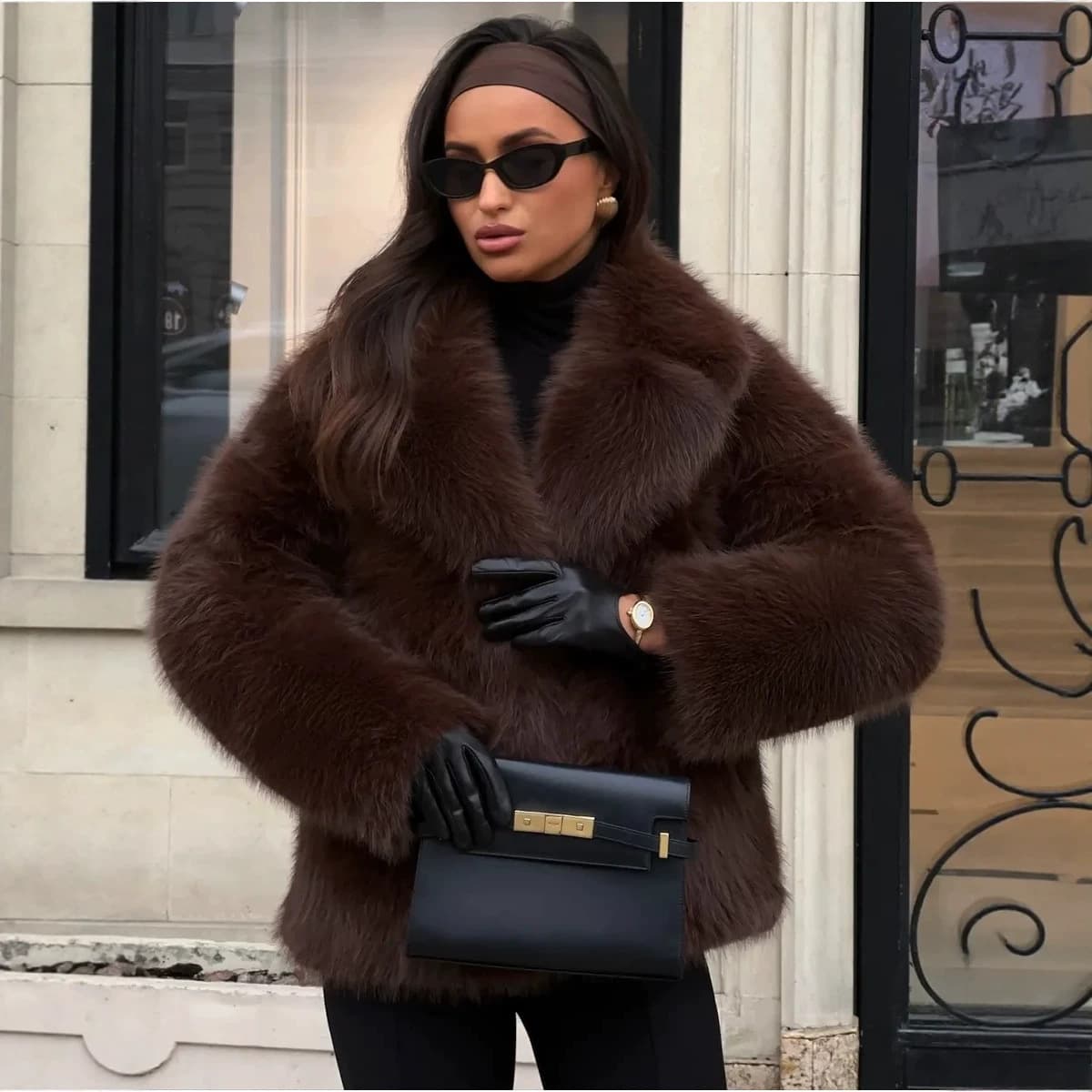 Cross-Border Faux Fur Coat Women Winter Thick Warm Fox Fur Coat Fashion Plush Shuba Women Outfit