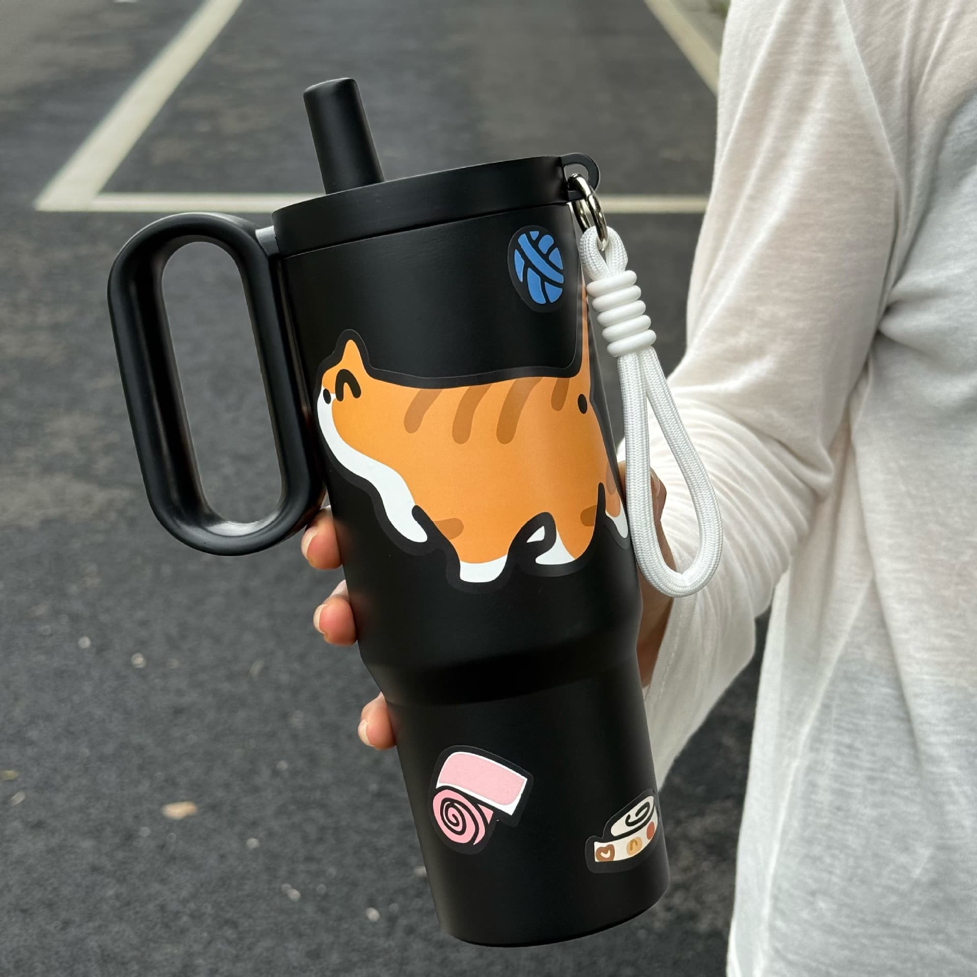New Large Capacity Tea Strainer Insulated Cup 316 Stainless Steel Cold Drink Straw Cup Portable Water Bottle for Men Women Students Car Ice Tumbler