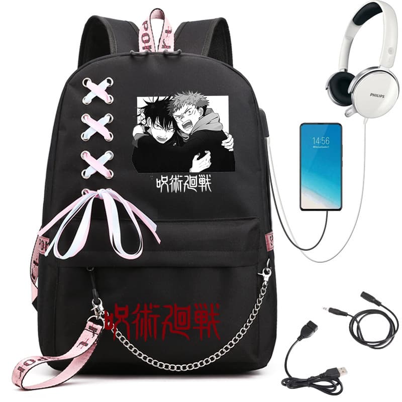 Jujutsu Kaisen Anime School Backpack with Chain Woven Strap Large Capacity Oxford Cloth Middle School Outdoor Bag 0514