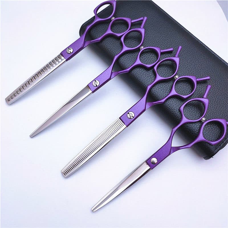 7.0 inch Purple Pet Scissors, 4-Pack Pet Grooming Scissors, Baked Finish Pet Scissors, 440C Pet Scissors
