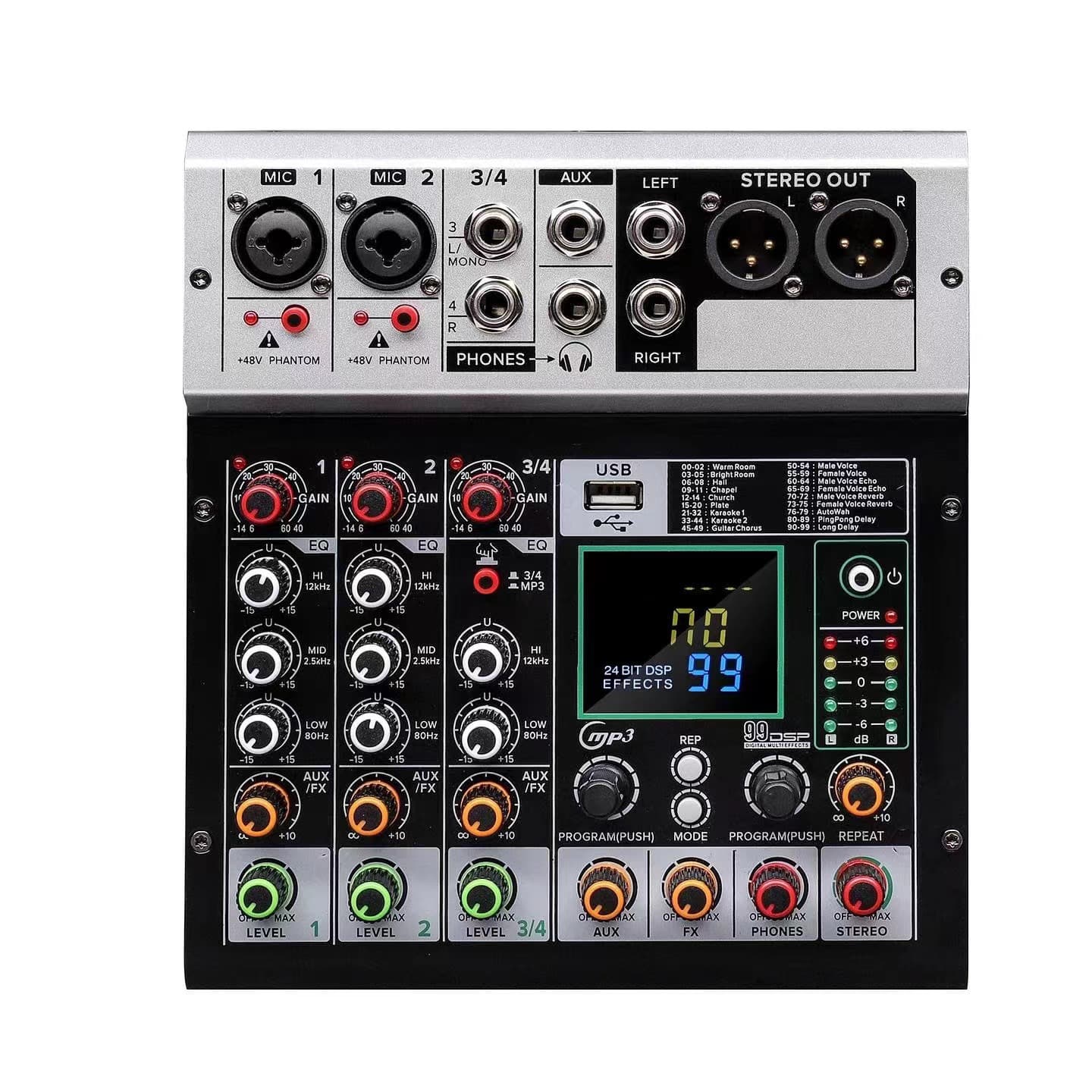 Small four-way mixer USB Bluetooth mixing digital effector live recording DJ mobile phone computer sound card