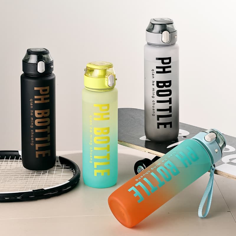 Amazon Cross-border High Aesthetics Portable Water Bottle Gradient Frosted 1000ml Sports Water Cup Plastic Fitness Cup