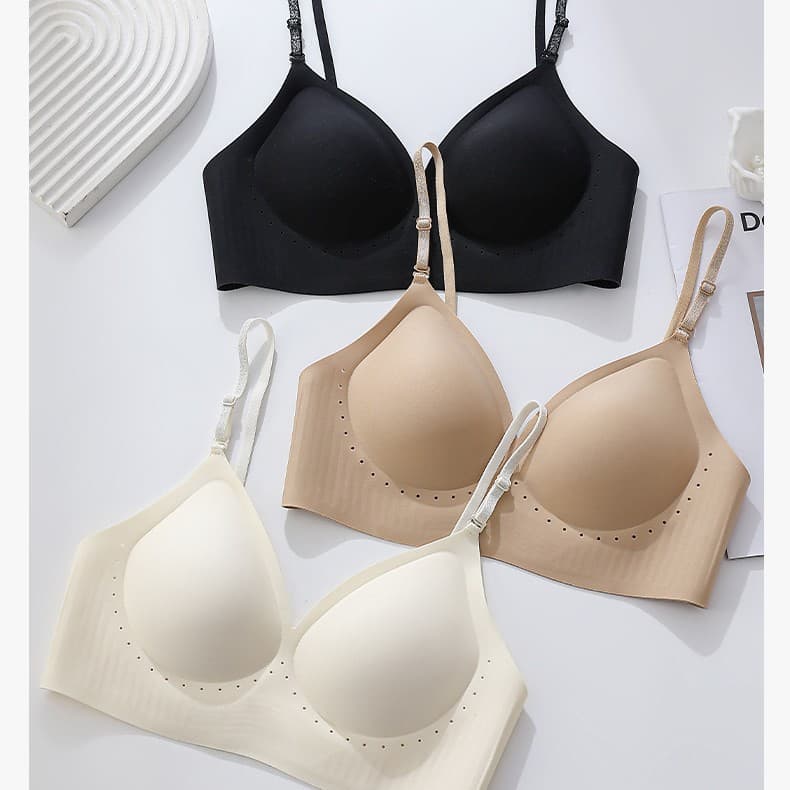 Multi-wearing style, U-back halter neck, invisible foundation, seamless bra with ultra-thin shoulder straps and shimmering shoulder straps, thin underwear.