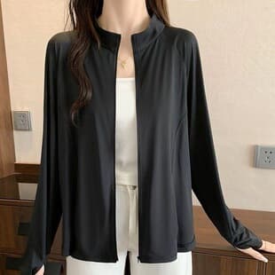 Plus Size Ice Silk Sun Protection Jacket Women's Summer 2026 New Style Stand Collar Sun Protection Vest No Hood Yoga Jacket No Hood