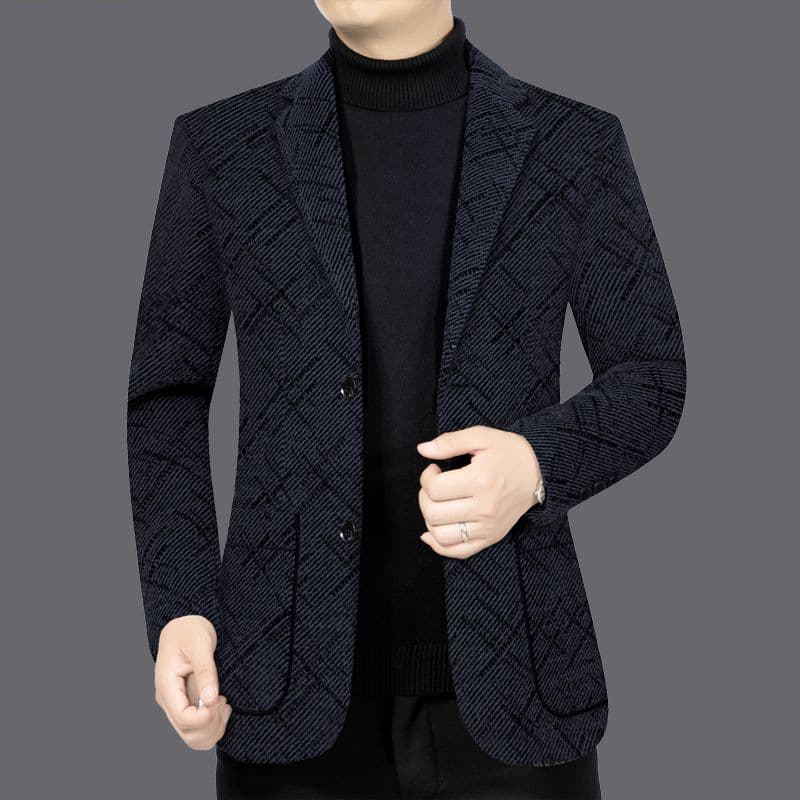 Autumn/Winter Middle-Aged Suit Jacket Men's Wool Thickened Men's Single Shoulder Jacket Dad Suit Commuter Style