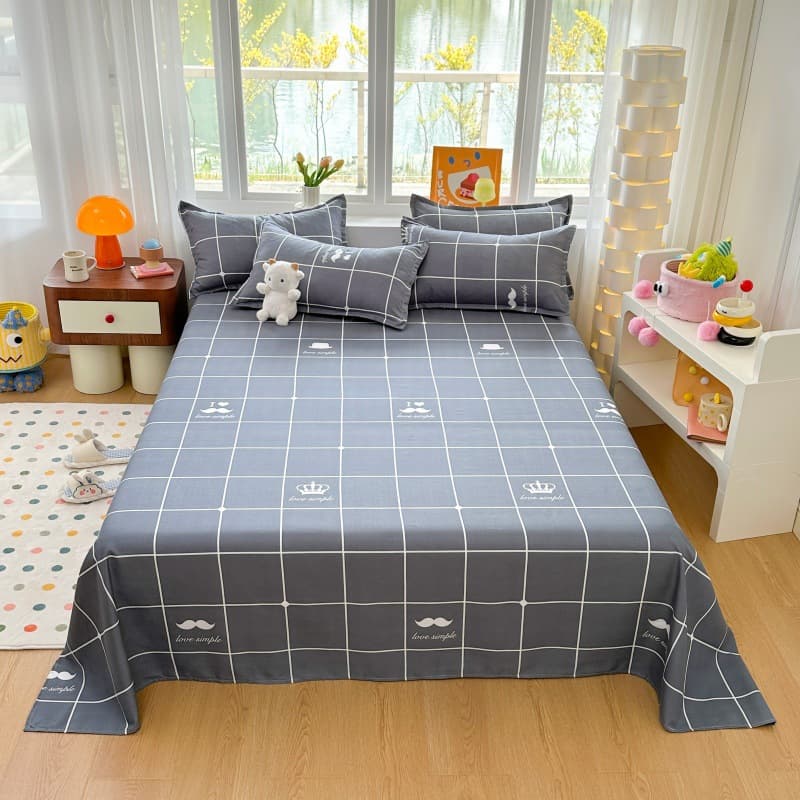 Single piece fresh and simple washed cotton bed sheet, minimalist bedding, skin-friendly sanded fabric, single student dormitory flat sheet