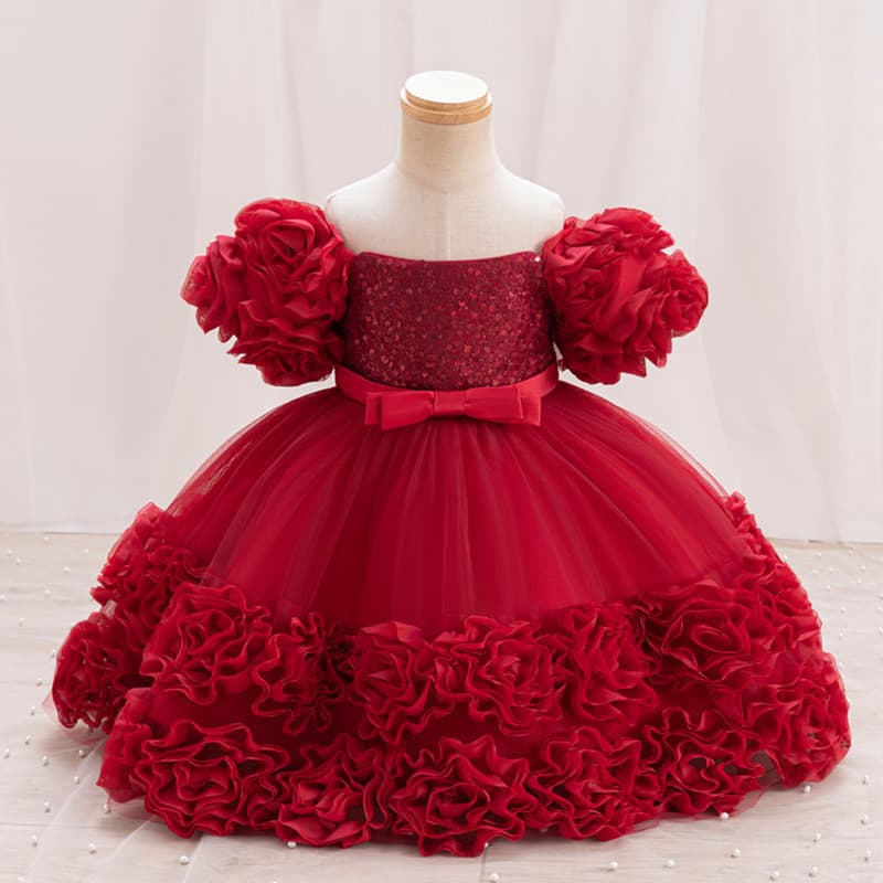 Girls Princess Dress Baby Dresses Formal Dress Children's Bud Sequins Host Piano Performance Costume