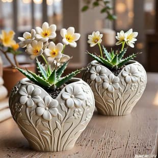 Printed Love Flower Cement Plaster Cup Mold DIY Resin Storage Cup Flower Pot Decoration Silicone Mold