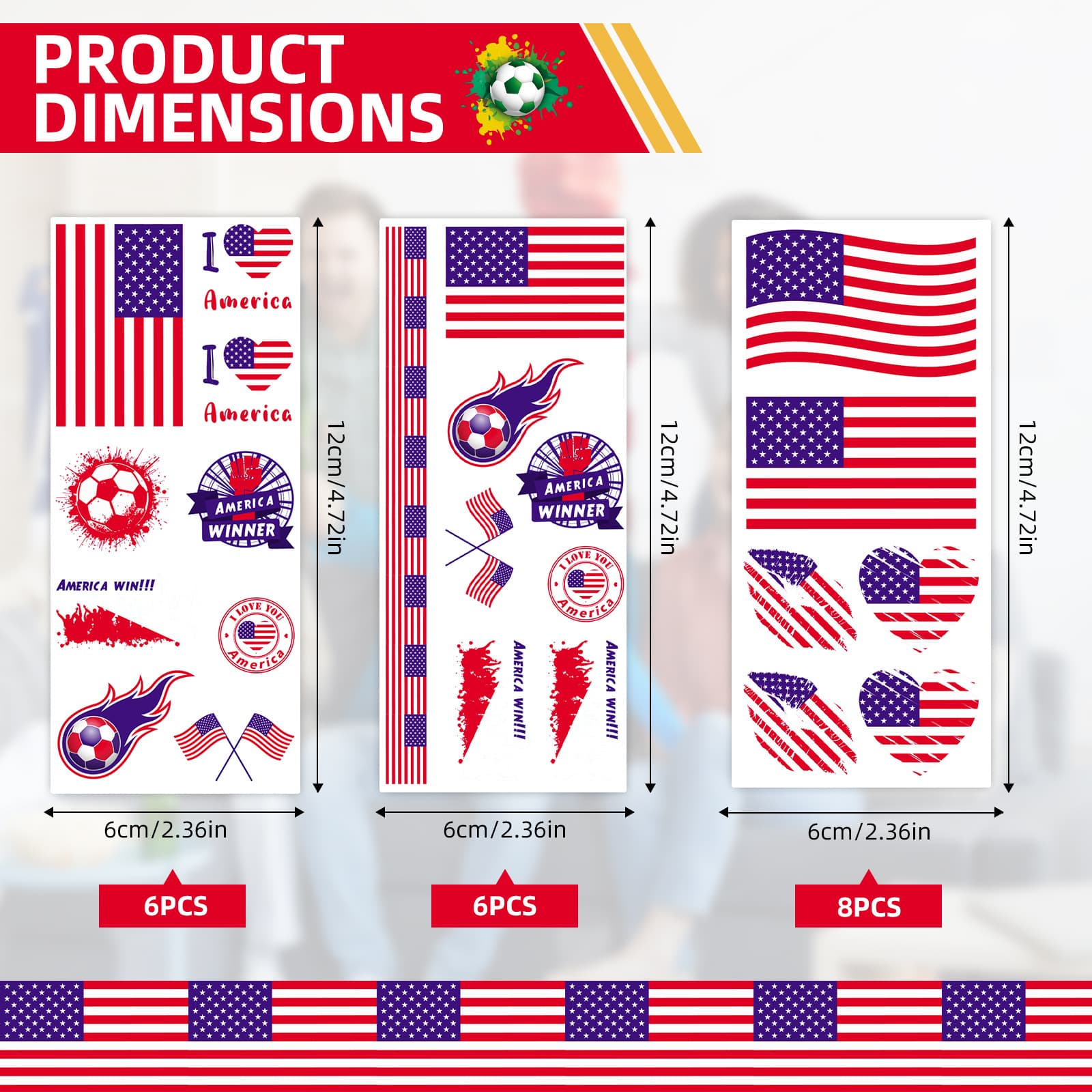 Cross-border World Cup Waterproof Eco-friendly World Flag Face Tattoo Stickers for Sports Events Cheerleading