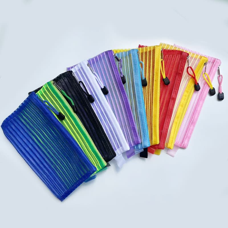 Straight stripe zipper bag, pencil bag, bill bag, zipper file bag, student stationery bag, cosmetics large-capacity storage bag