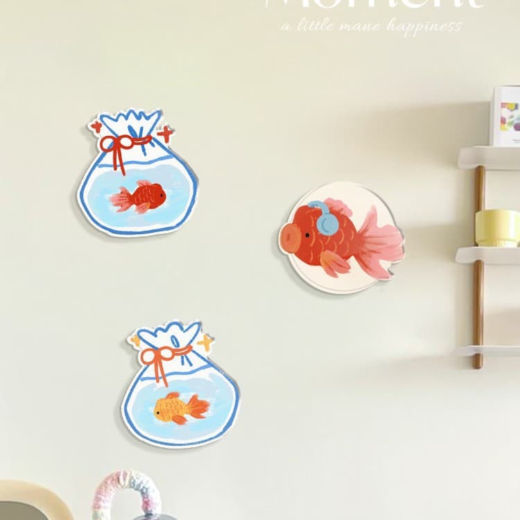 Small Goldfish Hole Repair Wall Sticker Self-Adhesive Waterproof Moisture-Proof Wall Hole Cover Patch 3D Three-Dimensional Wall Decor Cover-Up Decorative Sticker