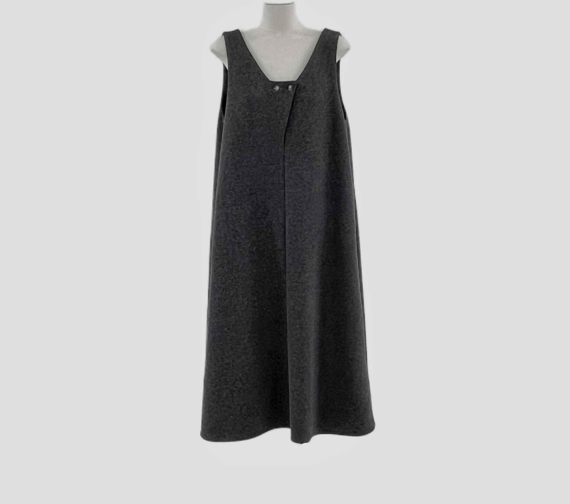 2024 Autumn/Winter New Upgraded Heavy Fabric Front and Back Reversible Layered Twill Loose Wool Vest Dress Dark Gray