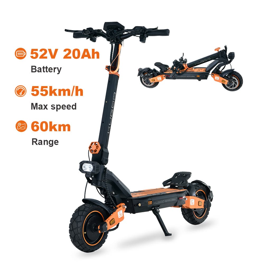KUGOO G2 Pro Max 1000W=F2 PRO MAX, 52V 20Ah folding electric scooter for adults
