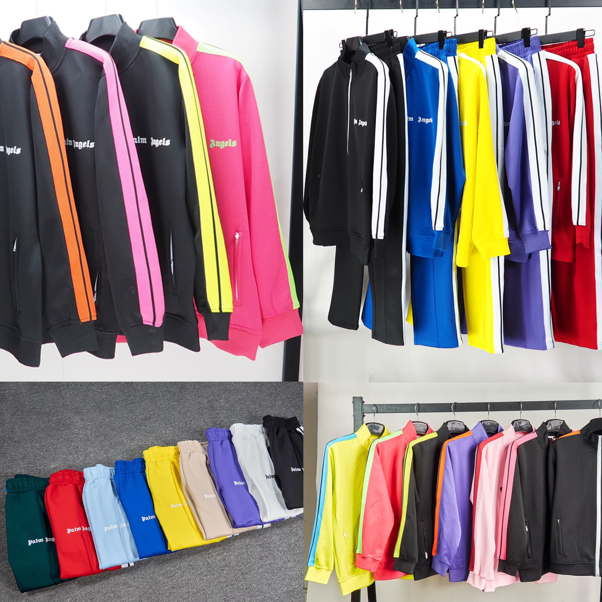 Correct Version Cross-Border Trendy Brand Palm Angel Striped Ribbon Casual Sports Jacket Couple Set Foreign Trade Fashion Style