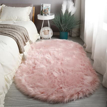 Living Room Tie-Dye Oval Silk Wool Long Pile Rug, Bedroom Bedside Rug, Cloakroom Decorative Mat