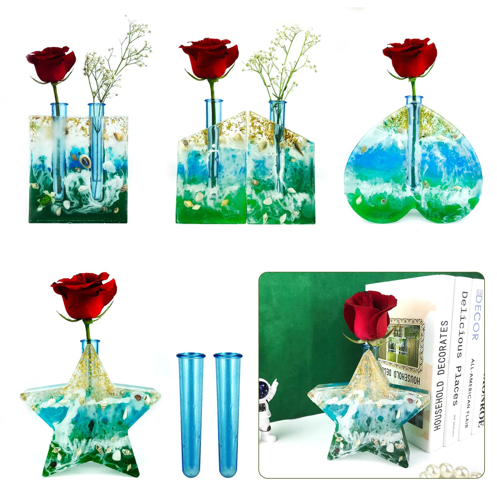 DIY Hydroponic Plant Crystal Resin Mold Modern Simple Insert Vase Branch Hydroponic Flower Vessel Silicone Mold