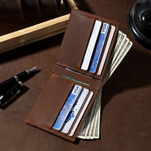 Top-Grain Crazy Horse Leather Men's Genuine Leather Wallet Short Style Oil-Stained Color-Changing Texture Vintage Cowhide Wallet Men's Gift