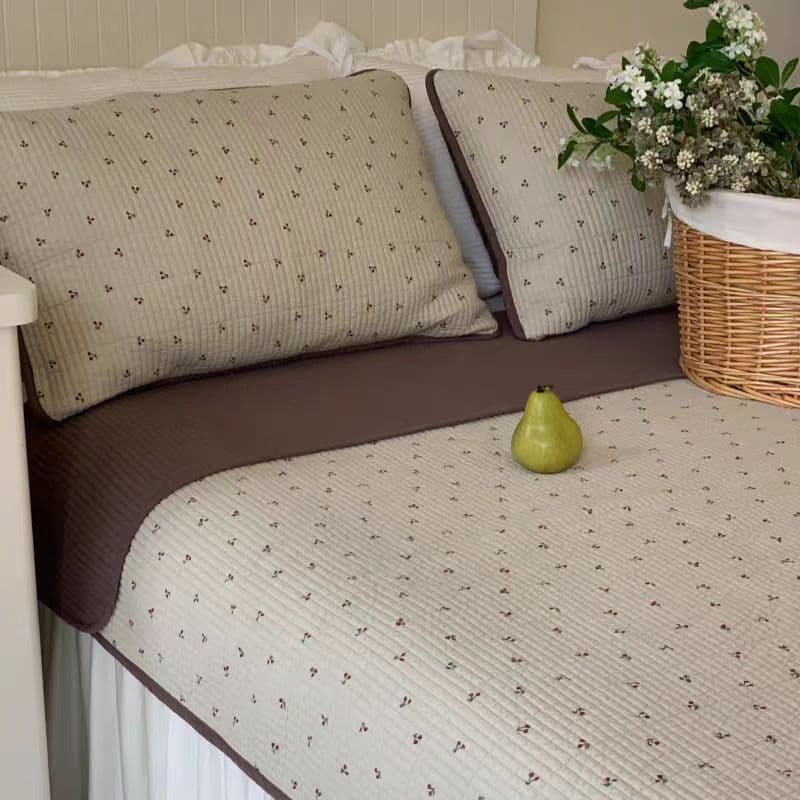 ins Korean Big Goose cotton bed cover three-piece set Big Goose cotton beanie quilt double-sided cotton bed sheet three-piece set