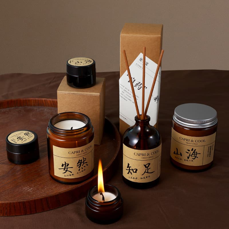 Herbal scented candle gift set, niche romantic birthday gift, soy wax bedroom scented candle ornament.