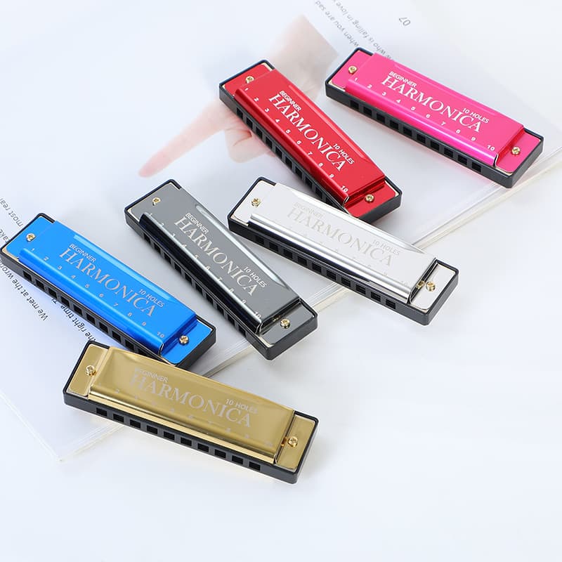 10-Hole Harmonica Colorful Ten-Tone Metal Harmonica for Beginners, Students, Children, Self-Learning Entry Instrument Export Version