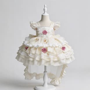 Princess Dress Girls Summer Dress Puffy Tulle Birthday Party Dress Children Fashion Rose Cake Dress