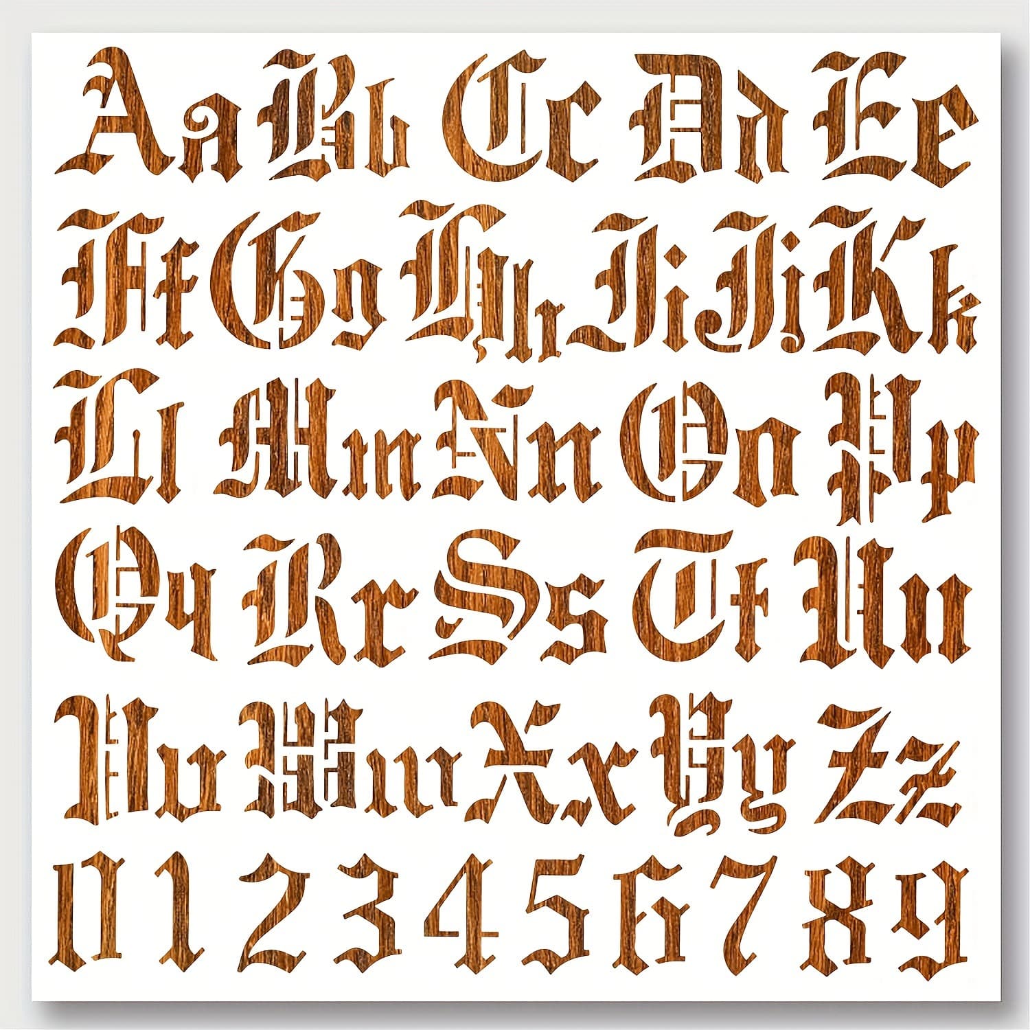 Gothic Letter Stencil A-Z and Numbers 0-9 - Medieval Calligraphy Template - Reusable DIY Craft