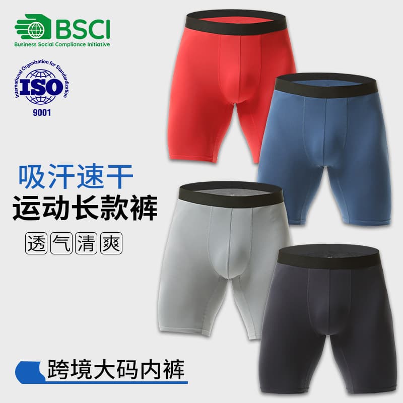 Quick-Dry Boxer Briefs for Men, Extended Anti-Chafe Crotch, High-Elasticity Sports Running Plus Size Boxer Shorts