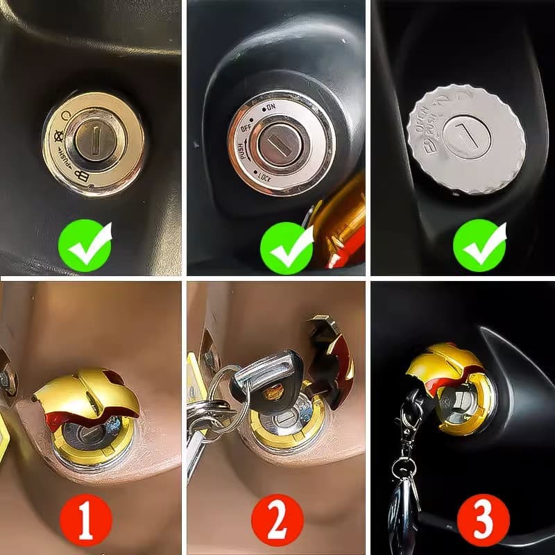 Compatible with Car One-Button Start Decorative Key Cover, Electric Motorcycle Lock Protective Cover, Electric Bike Ignition Switch Modification