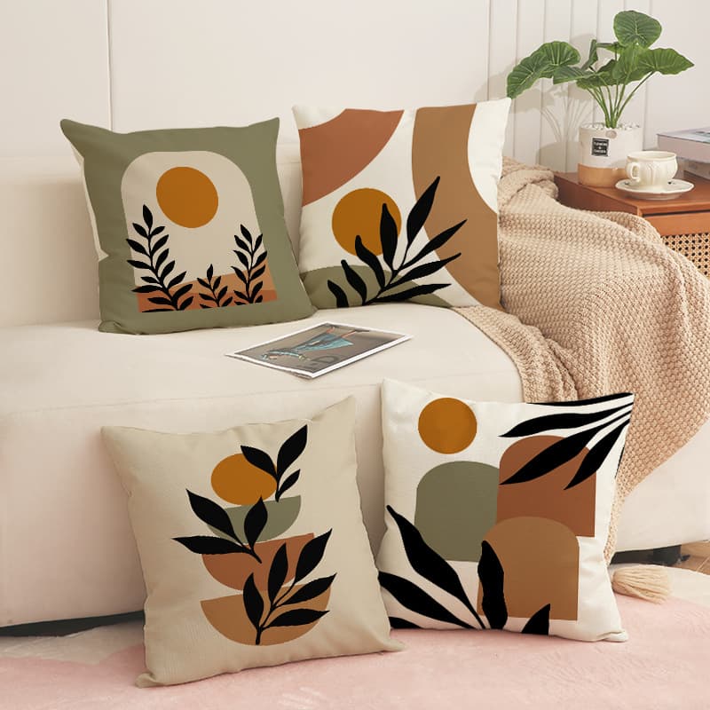Hot BOHO Abstract Simple Sofa Pillow Linen Breathable Comfortable Square Suit Pillowcase Indoor Seat Pillow