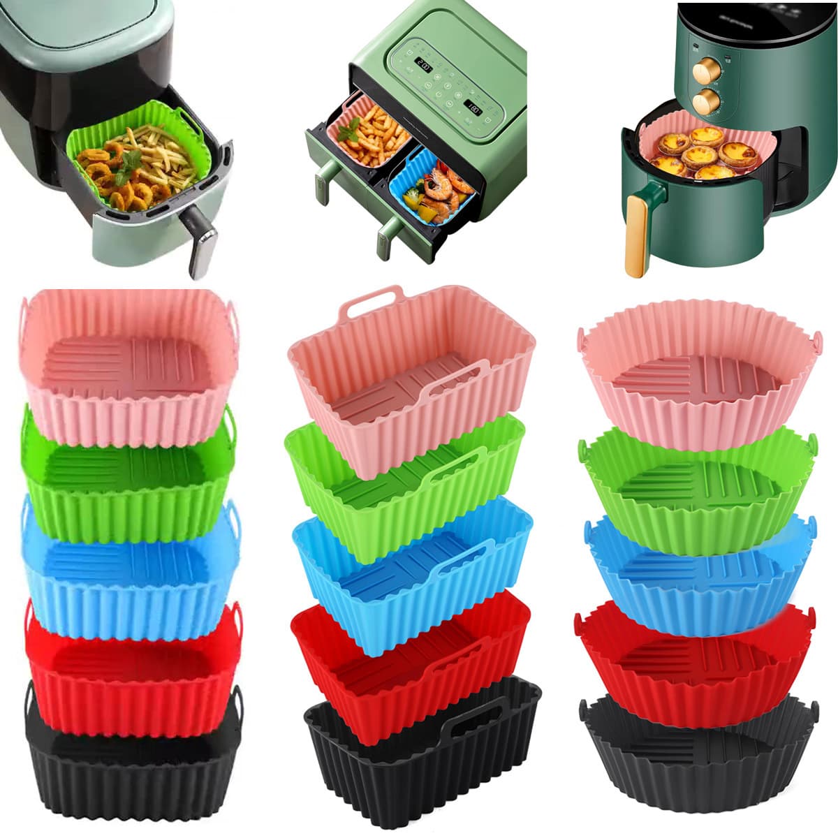 Xuanjun Food-Grade Silicone Air Fryer Tray, Heat-Resistant Thickened Mat for Cakes and Pizzas