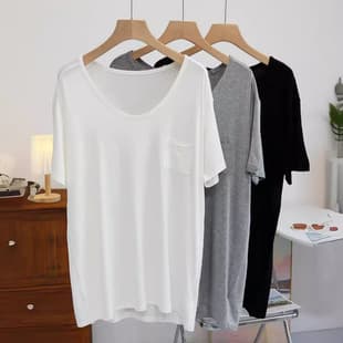 Large Round Neck Modal T-Shirt for Women, Summer 2025 New Arrival, Breathable Loose Slimming Casual Top
