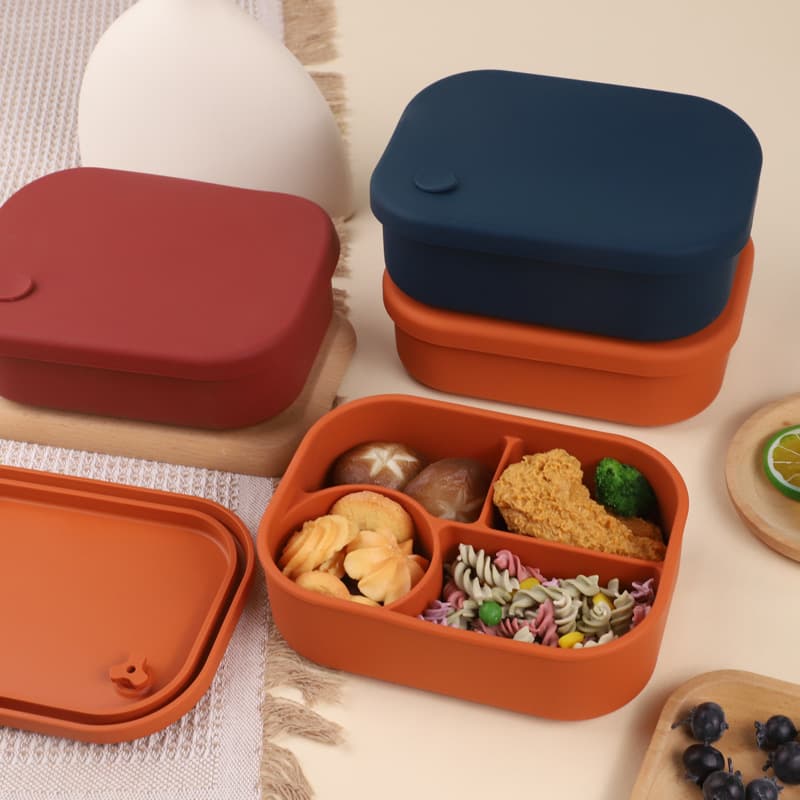 Food Grade Silicone Microwave Safe Lunch Box Freshness Preservation Storage Container Divided Sealed Single Layer Non-Electric