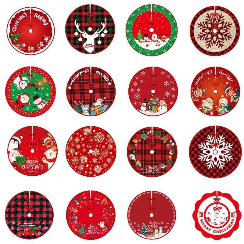 New Cross-border Christmas Tree Skirt with Creative Exquisite Print, Tree Base Mat