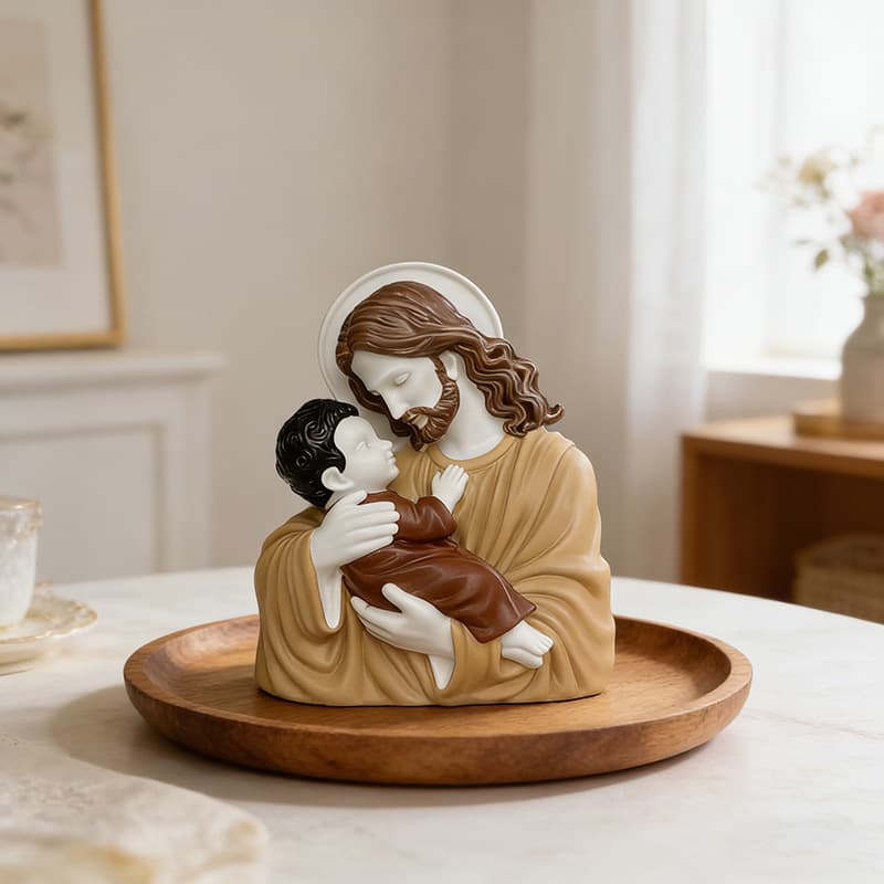 Small father holding little boy European style scented candle silicone mold European character portrait plaster ornament mold