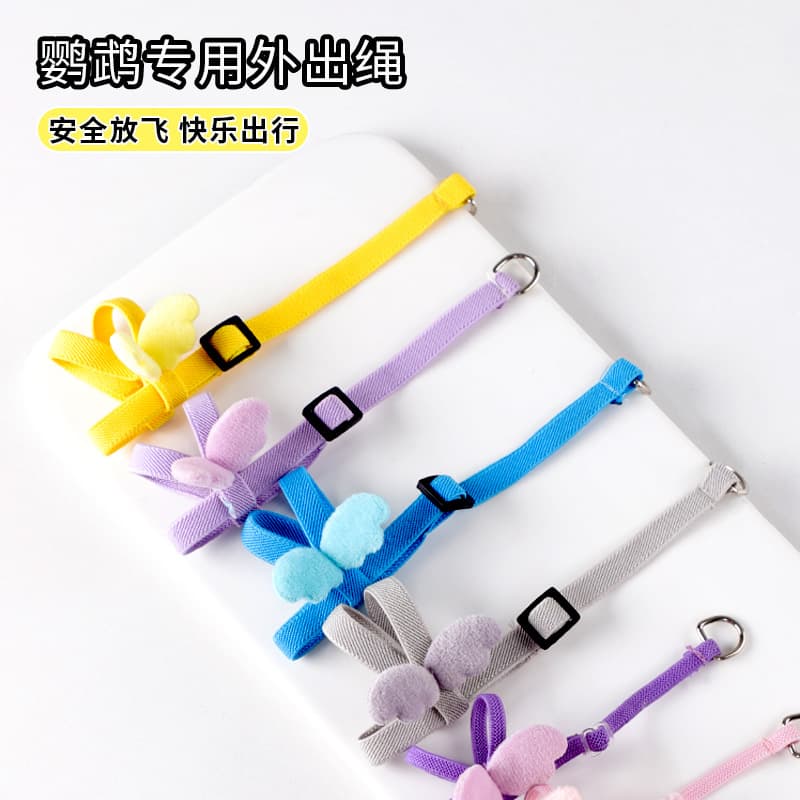 Bird traction rope goes out ultra-light cockatiel fly rope peony bird harness bird walking artifact supplies toys