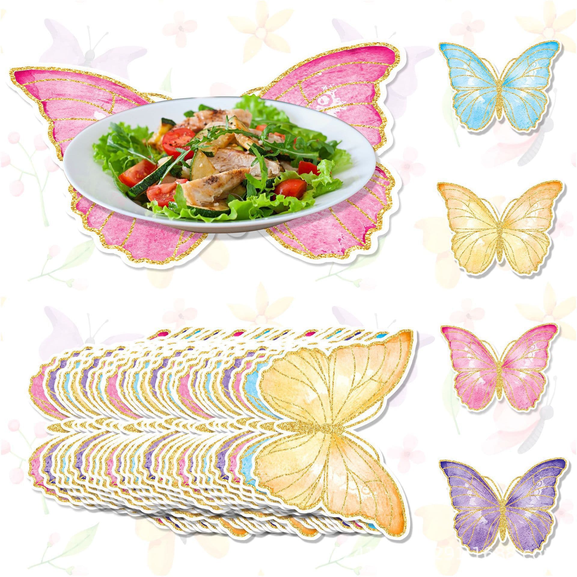 CA014 Disposable butterflies, gold and colored butterflies, ambiance decoration disposable placemats
