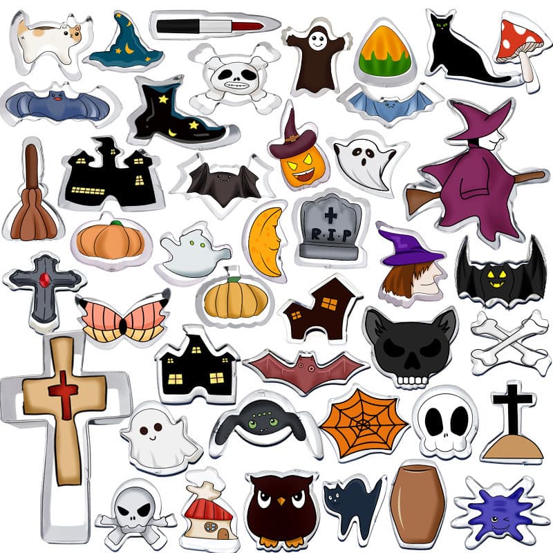 Halloween Cookie Cutters Fondant Cookie DIY Tools Household Pumpkin Bat Stainless Steel Cookie Cutters Baking