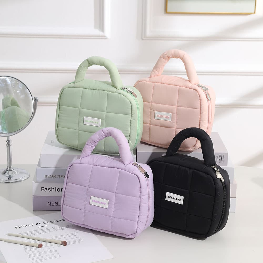 Puff Handbag Storage Bag Printed Filled Cosmetic Bag Macaron Color Soft Girl Handbag