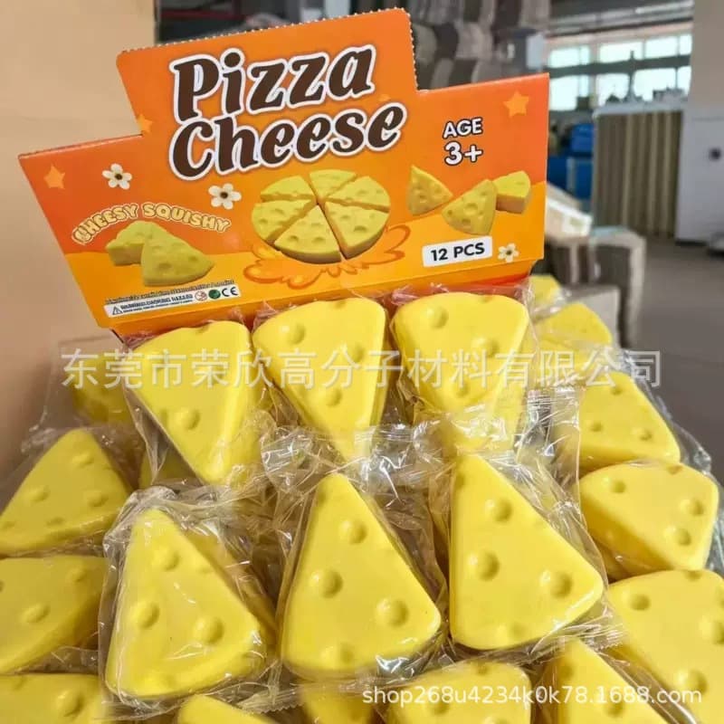 Internet celebrity simulated triangular cheese block pinching fun pink and yellow two-color pu slow rebound squishy gift decompression toy
