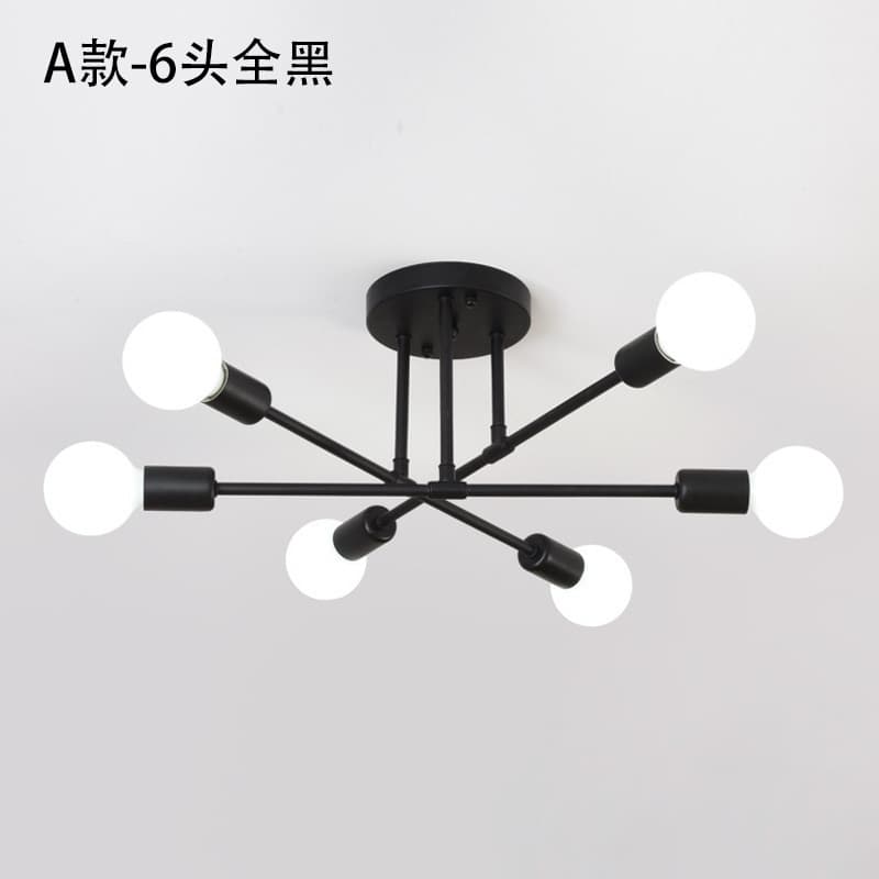 Cross-border Nordic Bedroom Ceiling Light Multi-head Modern Minimalist Bedroom Living Room Light Creative Spider Iron Art Branch Chandelier