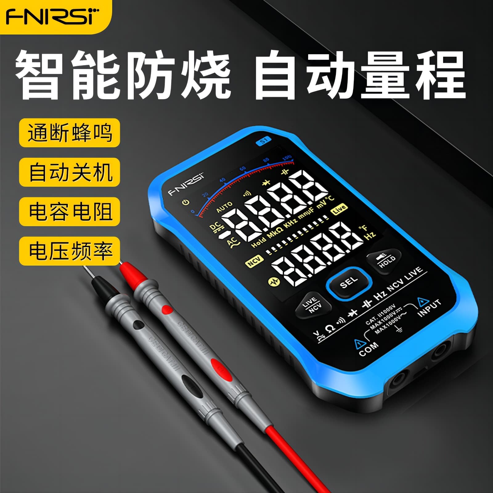 FNIRSI S1 Digital Multimeter High Precision Fully Automatic Portable Ultra-Thin Anti-Burn Digital Display Multimeter for Electricians