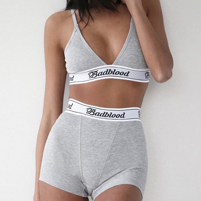 Badblood Sexy Crop Top Sports Bra and Triangle Panty Set for Women Summer Tight Fit
