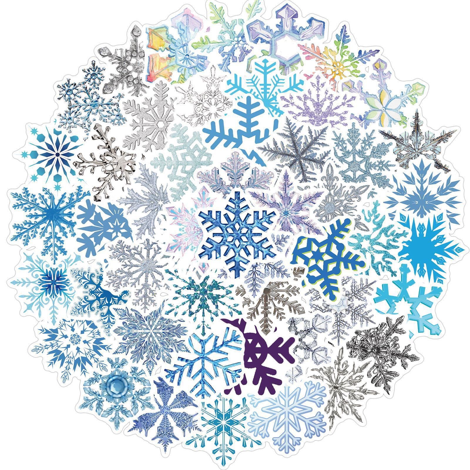 50 Cross-Border Christmas Decoration Snowflake Stickers for Computers and Phone Cases, Waterproof