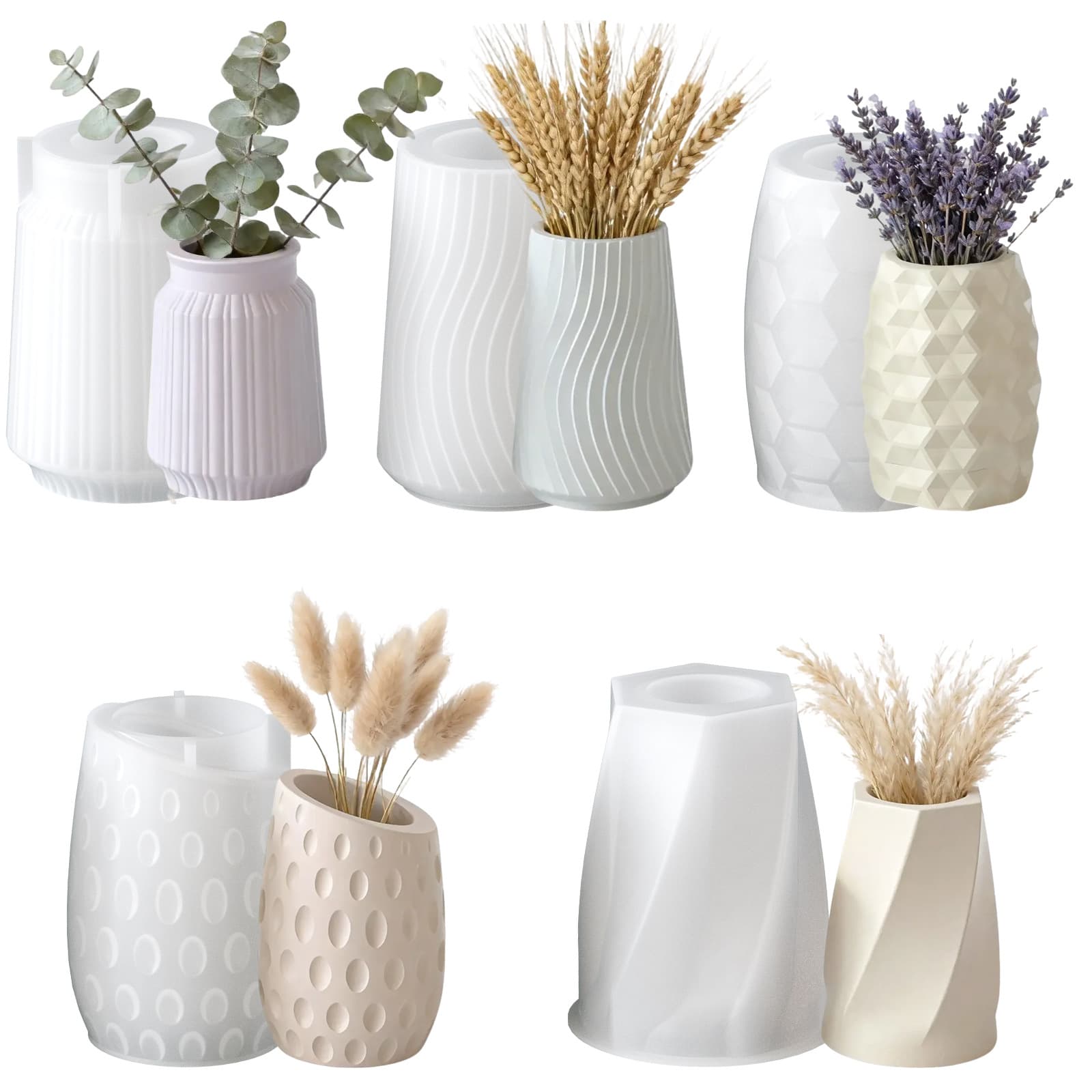 Nordic Style Irregular Pattern Vases Plaster Ornaments DIY Hydroponic Planter Storage Jar Silicone Mold Wholesale