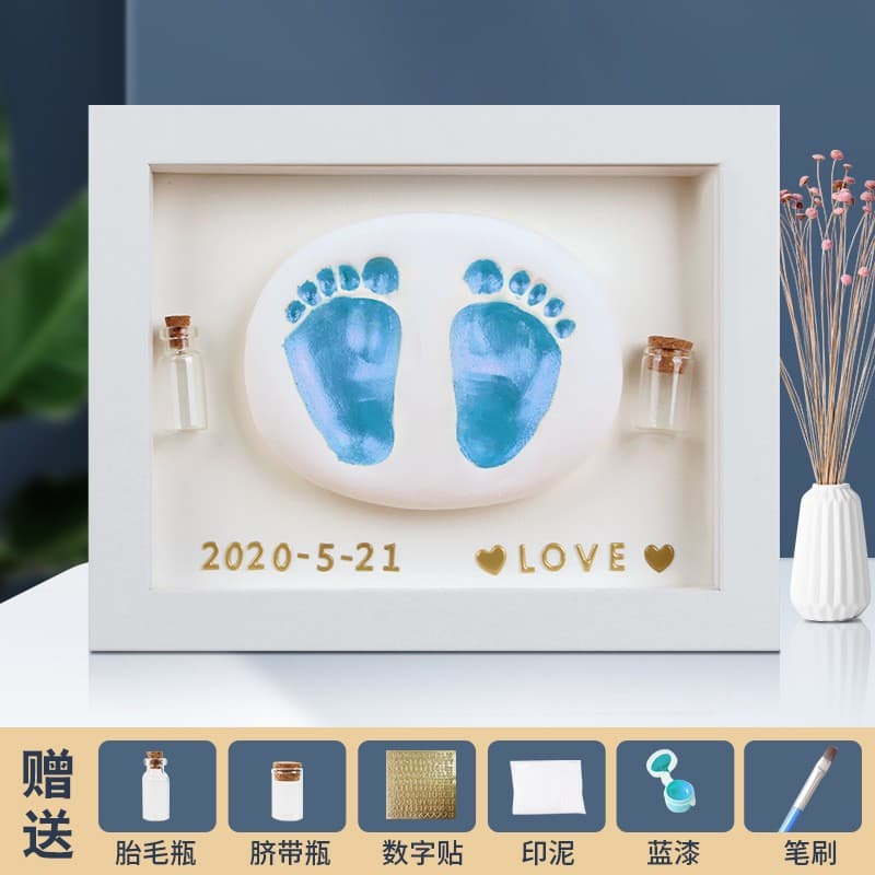 Baby Hand and Footprint Clay Kit, Keepsake for Umbilical Cord Hair, Newborn Full Moon, 100 Days, First Birthday Gift