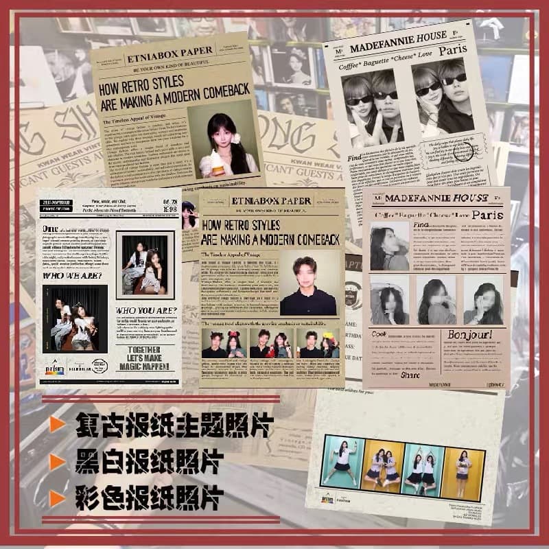 Korean retro newspaper photo sticker machine A4 poster photo printer rental