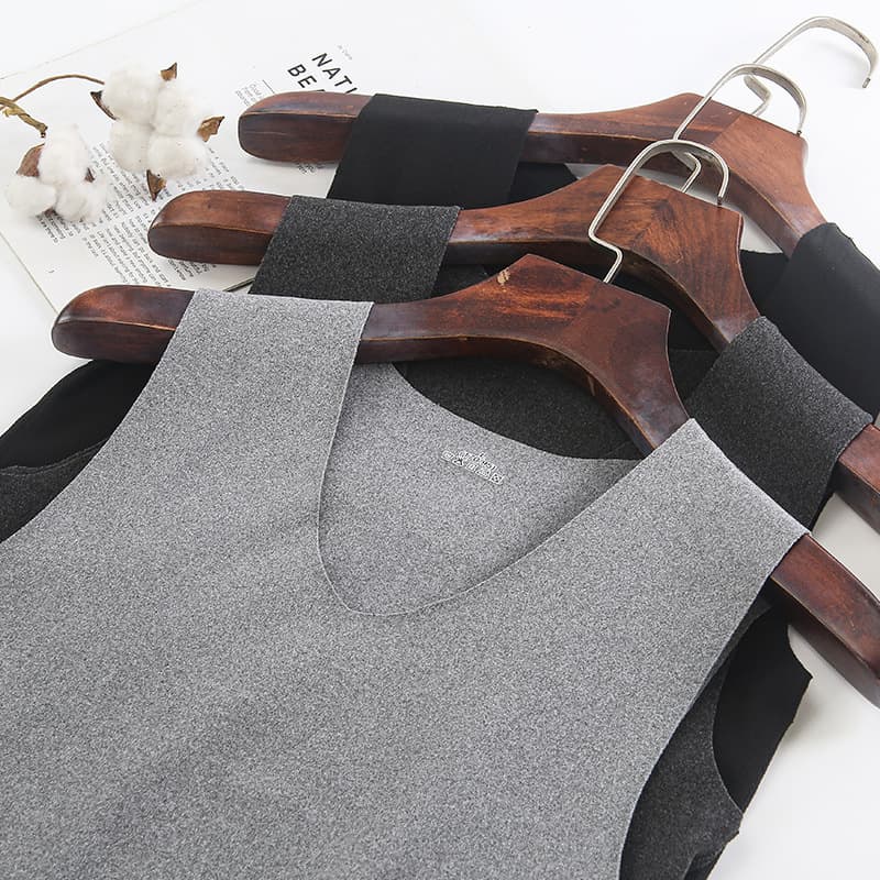Men's German Fleece Seamless Thermal Vest for Autumn/Winter, Fleece-Lined Thickened Quick-Heat Constant Temperature Vest Base Layer Sleeveless Underwear.