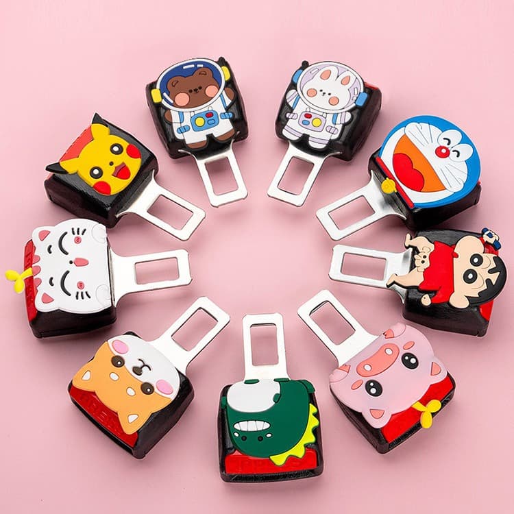 Safety Belt Clip Cute Cartoon Car Silencer Buckle Alloy PVC Seat Belt Insert Car Accessories Interior