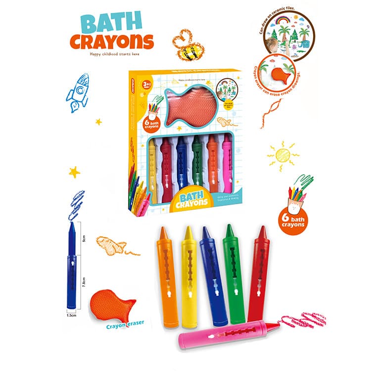 Children's bathroom crayons baby putter bathroom graffiti crayons washable non-stick colored bath toy crayons